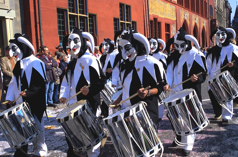Drumming Jesters at Fasnacht Festival