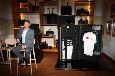 Michael Clarke is gifted a pair of Louis Vuitton sneakers designed