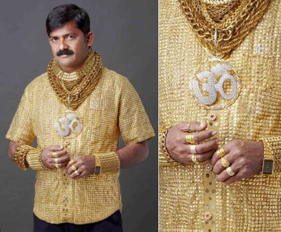 indian man gold shirt