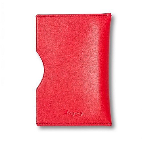 $215 Asprey Passport Sleeve in red English saddle leather with hand finished stitching