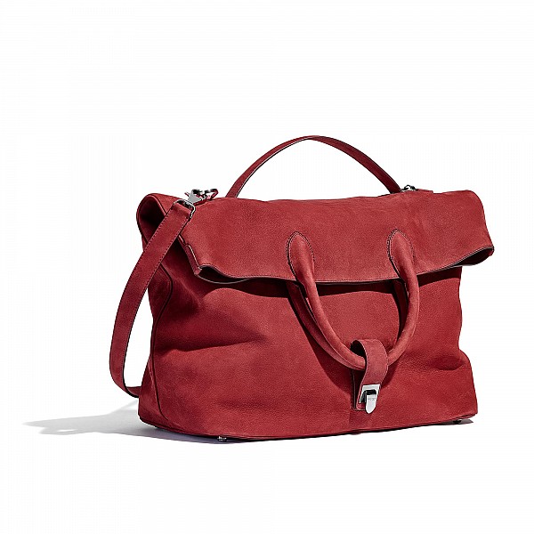 $4,050 Asprey Harbour Bag in carmine nubuck bullskin with silver finish