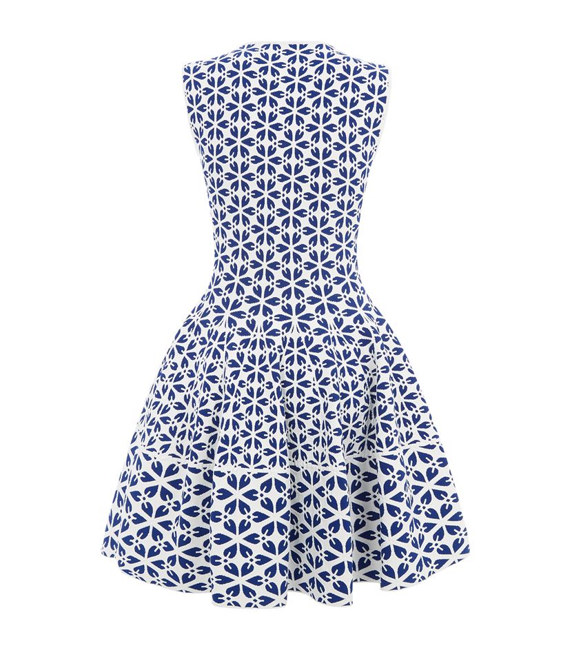 Alexander McQueen Cut Out Flower Jacquard Fit And Flare Dress