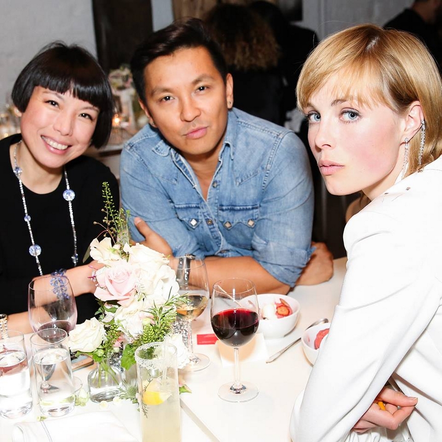 Angelica Cheung, Prabal Gurung and Edie Campbell celebrating the 2015 Blue Book in New York