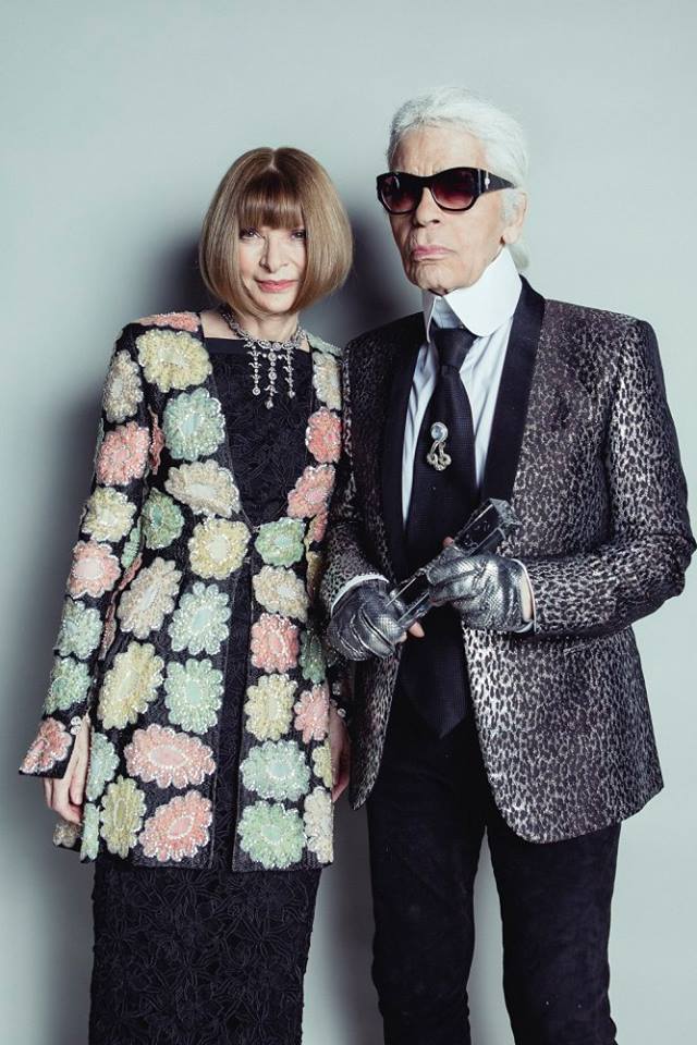 Anna Wintour OBE with Karl Lagerfeld - winner of the Outstanding Achievement Award