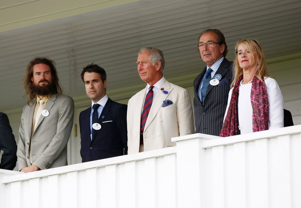 Barnabe Fillion Jacques-Henri Brive, HRH Prince Charles, Prince of Wales, Brigadier John Wright and Christiane Wright attends The Royal Salute Coronation Cup at Guards Polo Club i