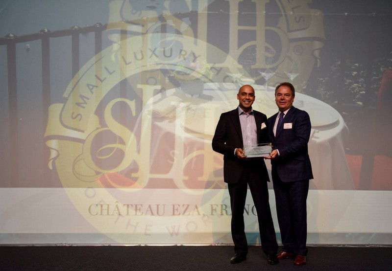 Château Eza in Eze Village, France - Best Hotel as voted by Travel Agents Small Luxury Hotels of the World- SLH Awards 2015-Robin Oodunt, General Manager with CEO for SLH, Filip Boyen