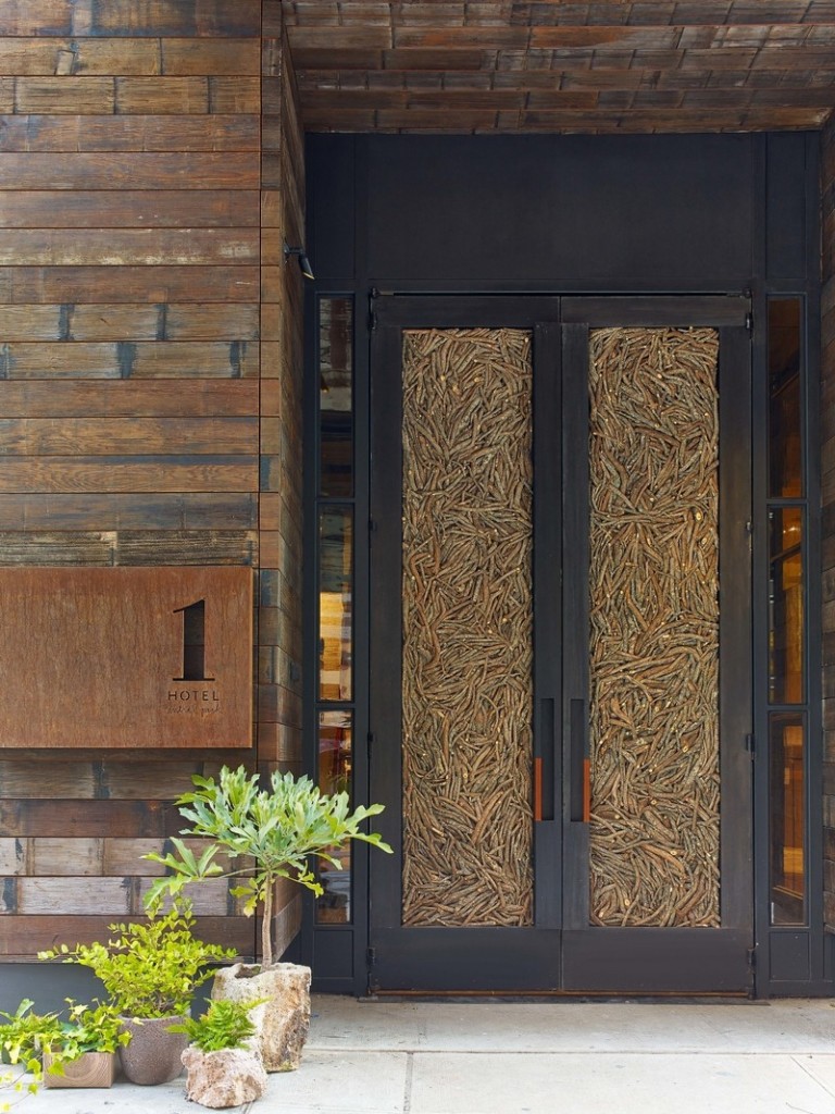 Doors made of 16,000 fallen twigs welcome guests to 1 Hotel Central Park