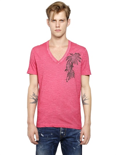 DsQuared FADED STRETCH COTTON BLEND T-SHIRT