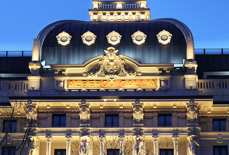 Excelsior Hotel Gallia, a Luxury Collection Hotel, Milan-renovation 2015-Hotel Façade by night
