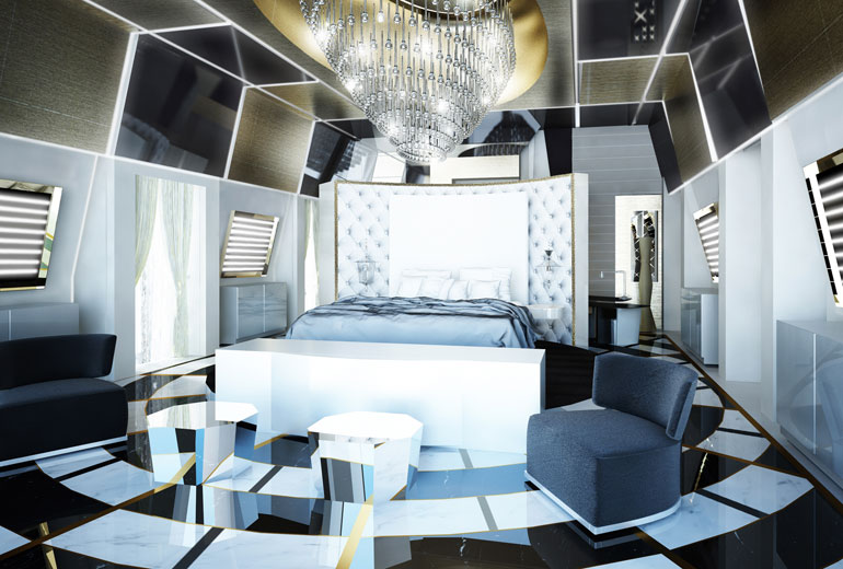 Excelsior Hotel Gallia, a Luxury Collection Hotel, Milan-renovation 2015-Katara Suite Bedroom - Rendering