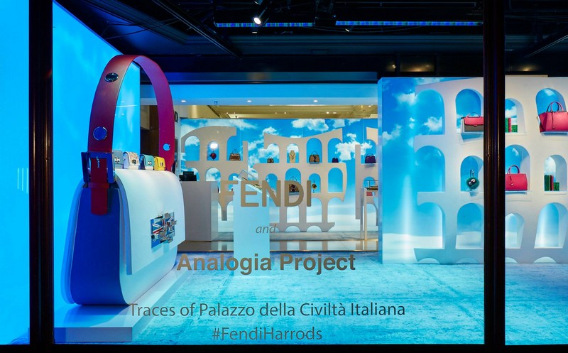 Fendi at Harrods 2015 pop-up boutique- mirorring Palazzo della Civiltà Italiana headquarters in Rome