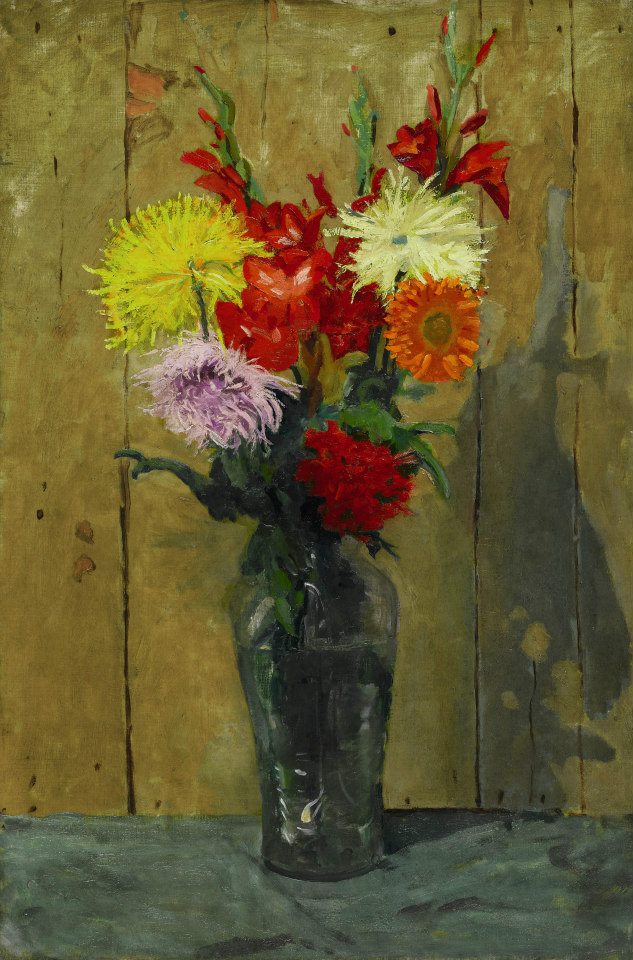 Flowers in a Green Glass Vase by Sir Winston Churchill