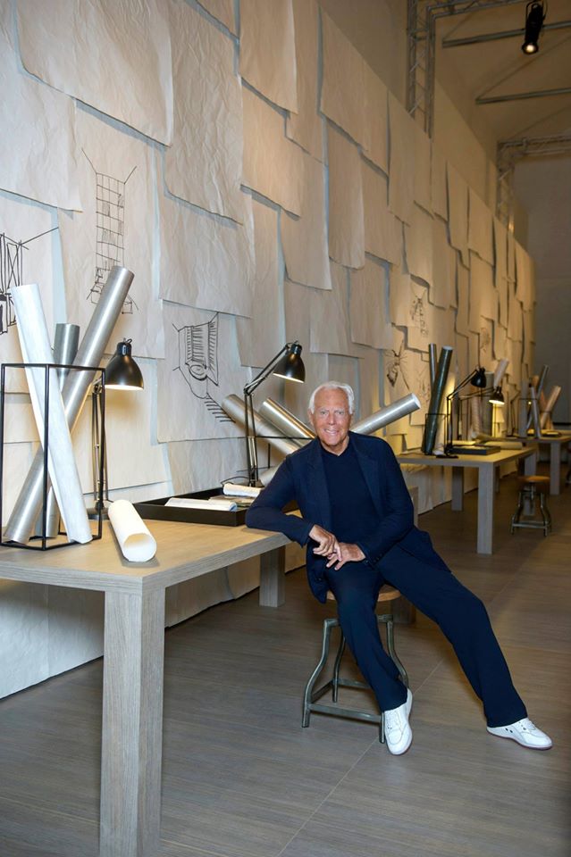 Giorgio Armani at the Interior Design Studio’s 'The Art of Living' exhibition on display at the Armani-Teatro for Salone del Mobile 2015