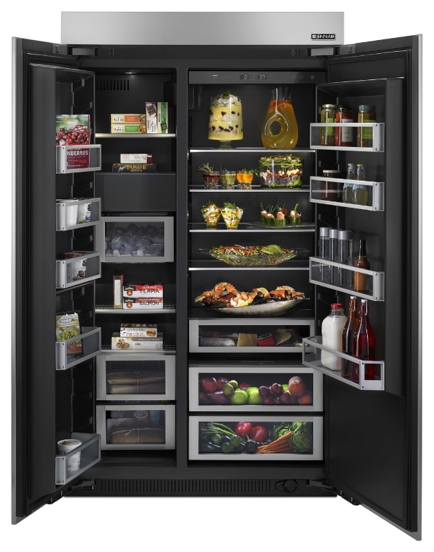 Jenn-Air 48-inch Slide-in Side By Side Refrigerator with Obsidian Interior