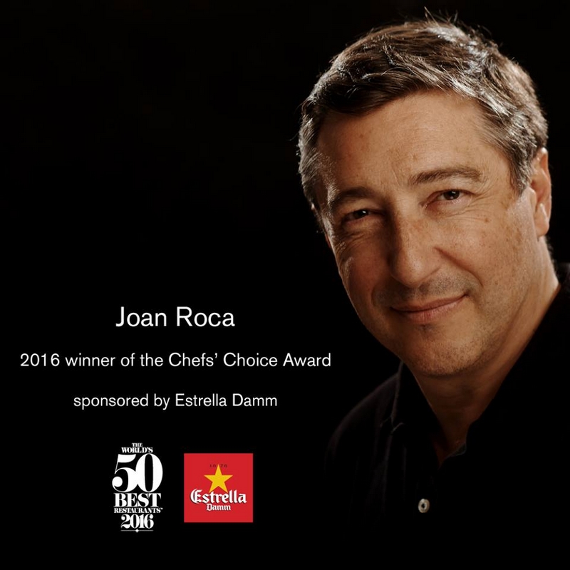 Joan Roca has been selected by his peers to win the Chefs’ Choice Award 2016