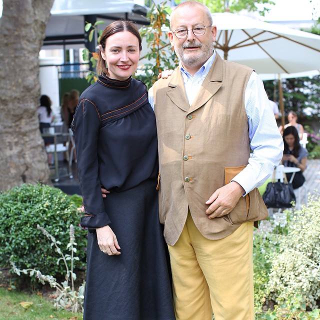 Judith Clark and Patrick-Louis Vuitton at the garden party of the family house in Asnières