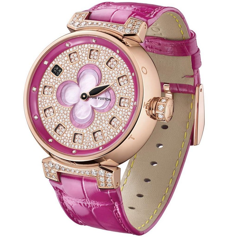 Louis Vuitton Tambour Blossom 35 Rose Gold Diamond Watch