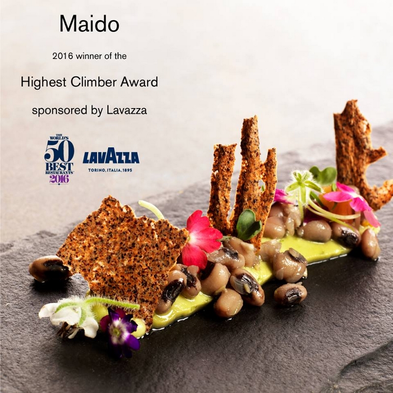 Maido in Lima makes the leap from 44 to 13, earning it the Highest Climber Award, sponsored by Lavazza -2016