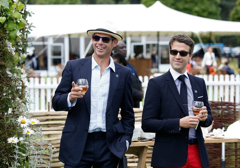 Malcolm Borwick and Jacques-Henri Brive (R) attend The Royal Salute Coronation Cup at Guards Polo Club in Windsor Great Park on July 25, 2015