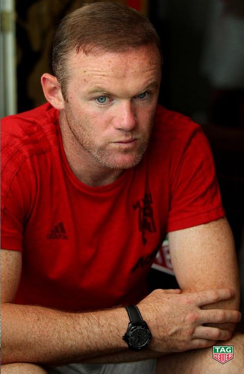 Manchester United Captain Wayne Rooney rocking his TAG Heuer Aquaracer Calibre 5 Black Phantom.