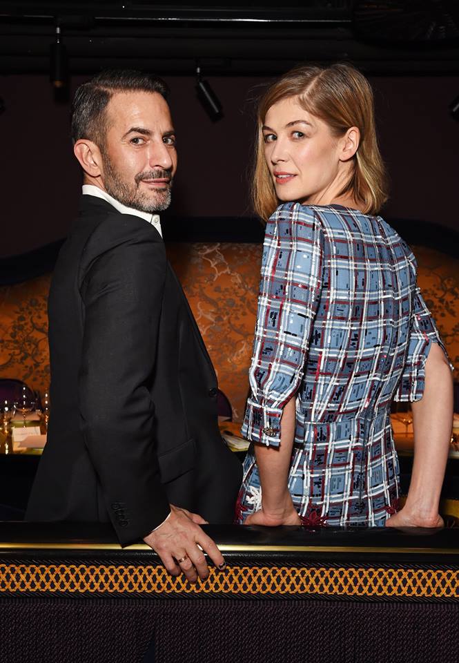 Marc Jacobs and Rosamund Pike at the Marc Beauty x Harrods dinner