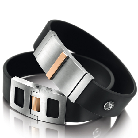 Meister - Bracelet with titanium, red gold and rubber
