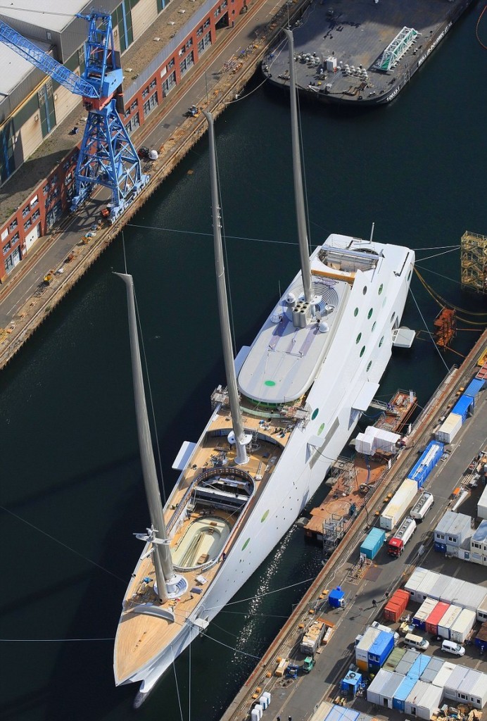 Melnichenko's epic Sailing Yacht A' , the world's biggest sailing ship, set on its maiden sail02015