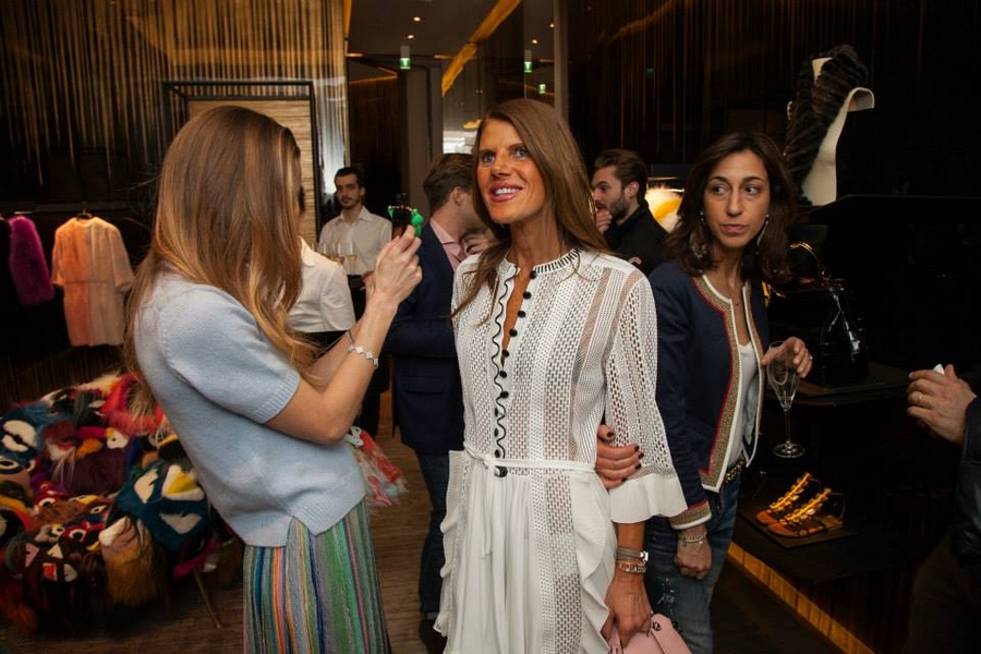 Micol Sabbadini and Anna Dello Russo at the Fendi boutique event during Milan Design Week