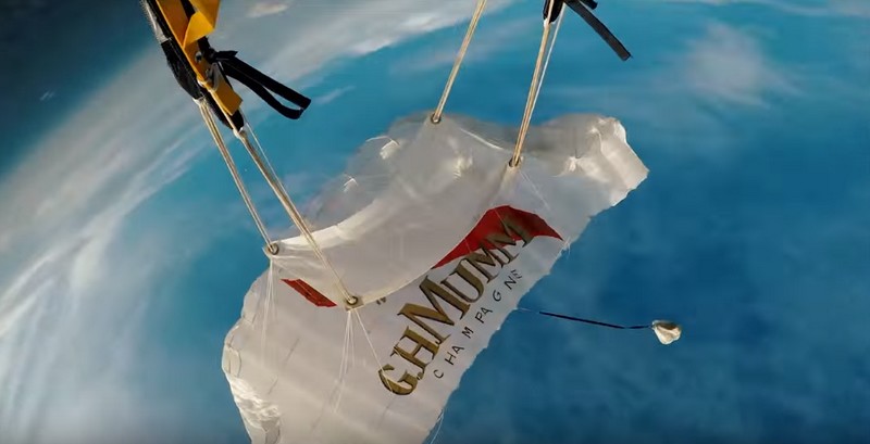 Mumm Grand Cordon. One of the most daring deliveries of a champagne bottle ever