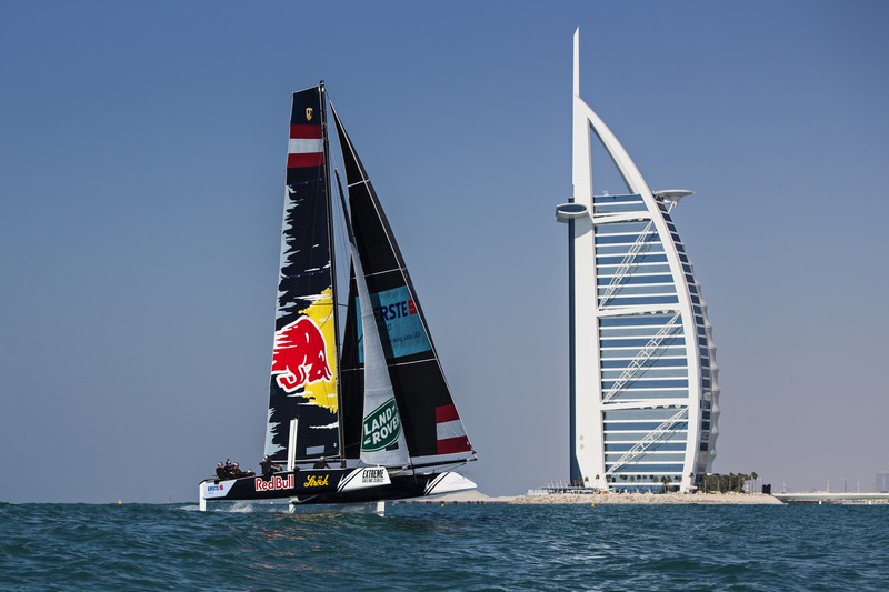 New GC32 foiling catamaran launched in front of Burj al Arab