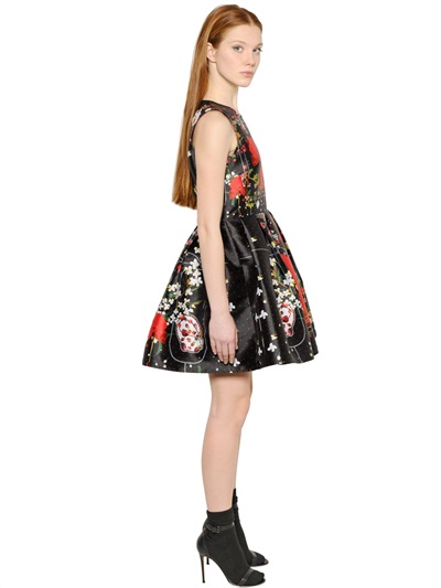 Piccione Piccione PRINTED SATIN DUCHESSE DRESS