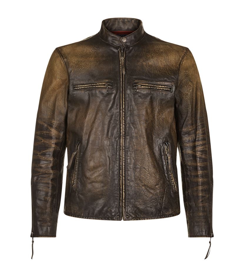 ralph lauren men's brown leather jacket