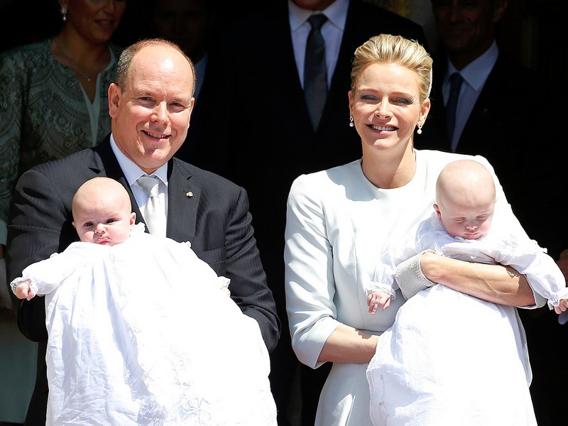 Prince Albert II of Monaco with Princess Charlene and their twins