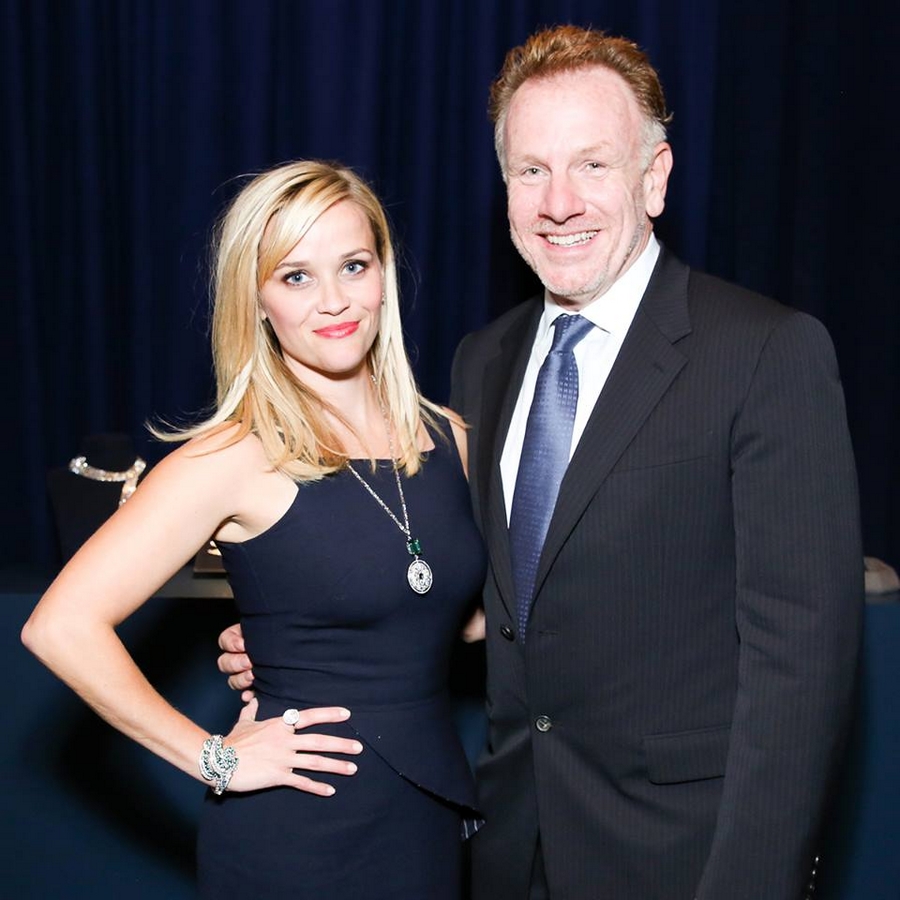 Reese Witherspoon with artist Jack Pierson at last night’s 2015 Blue Book dinner in New York