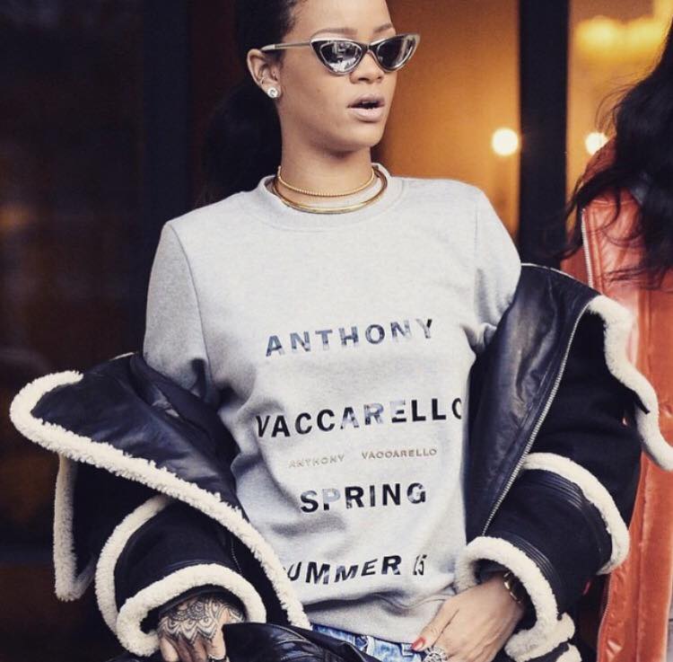 Rihanna wears Anthony Vaccarello SS15 sweat in Paris