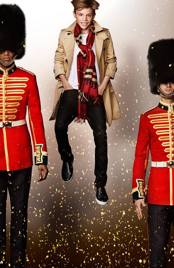 Romeo Beckham captured by Mario Testino for the Burberry festive campaign