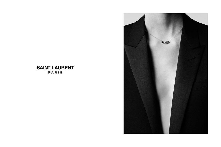 SAINT LAURENT CUBE LOVE NECKLACE IN GOLD-TONED BRASS