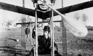 Santos-Dumont on board aeroplane No. 15, Saint Cyr, March 1907 Santos-Dumont on board aeroplane No. 15, Saint Cyr, March 1907