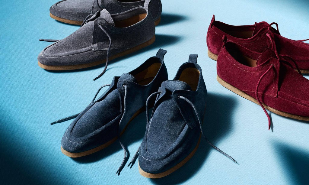 Spring - Summer shoes for men textured suede in navy, deep burgundy and light blue