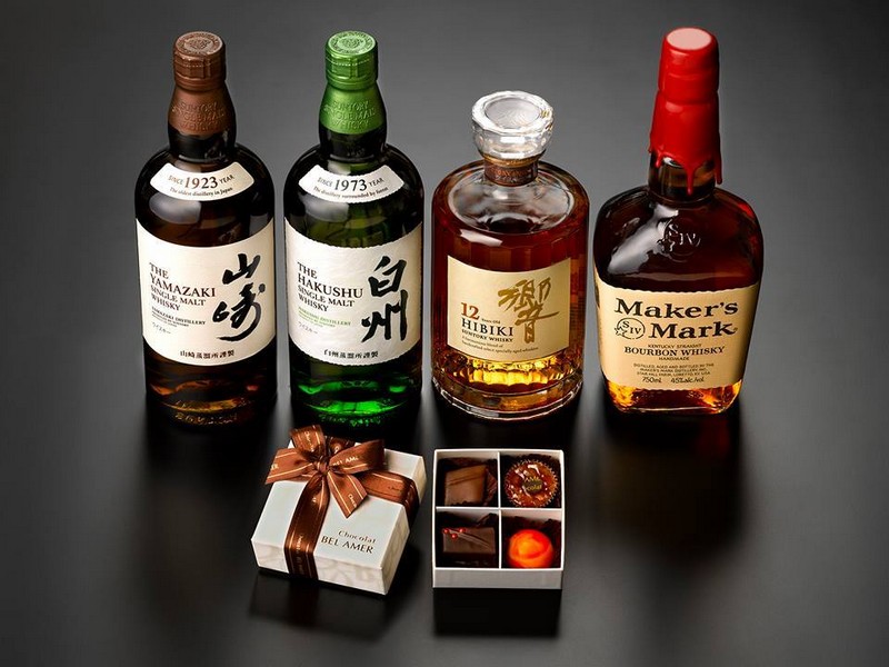 Suntory whiskies and chocolate