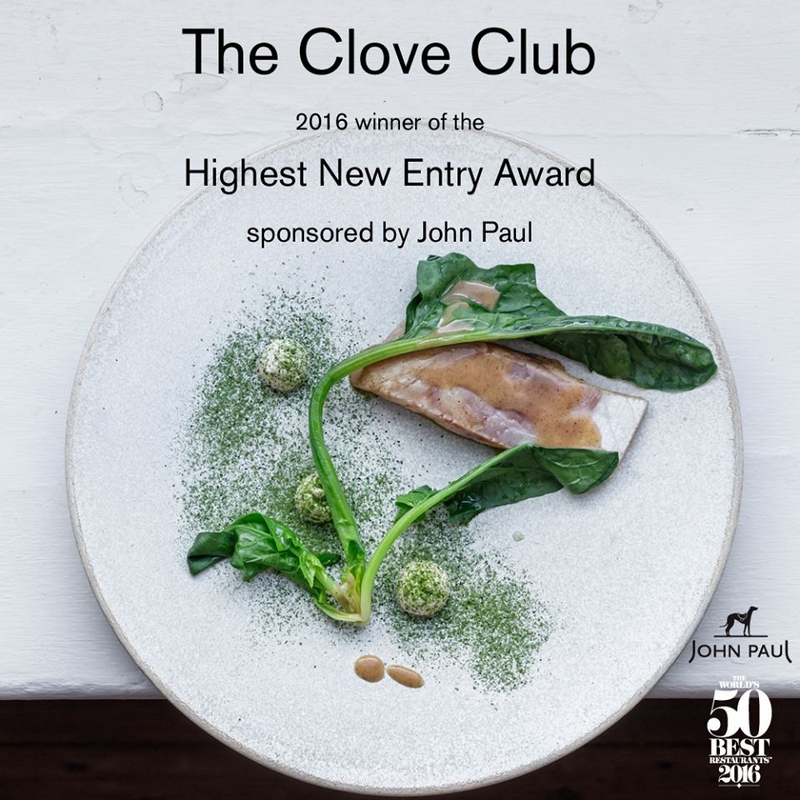 The Clove Club from London, living it up as the Highest New Entry, sponsored by John Paul - 2016