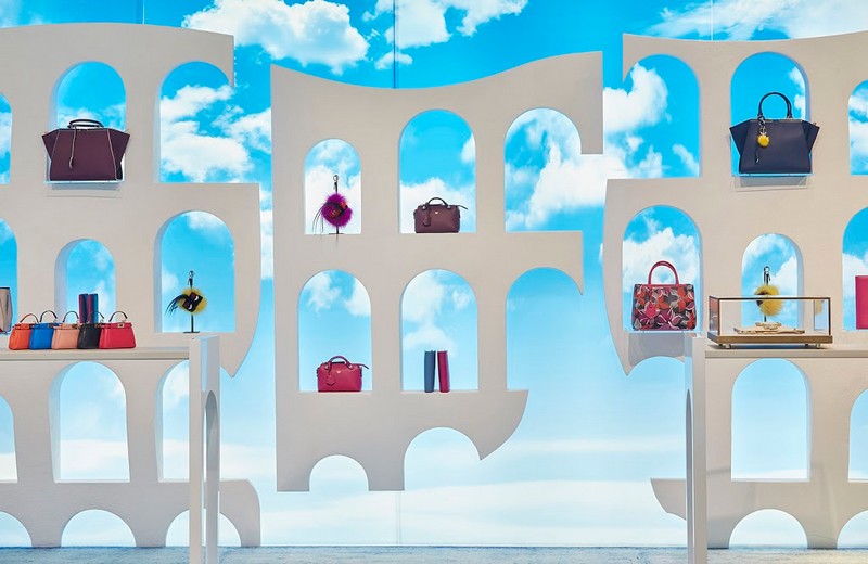 The new Fendi pop-up is now open at Harrods  in London inspired by the Palazzo della Civiltà Italiana headquarters in Rome