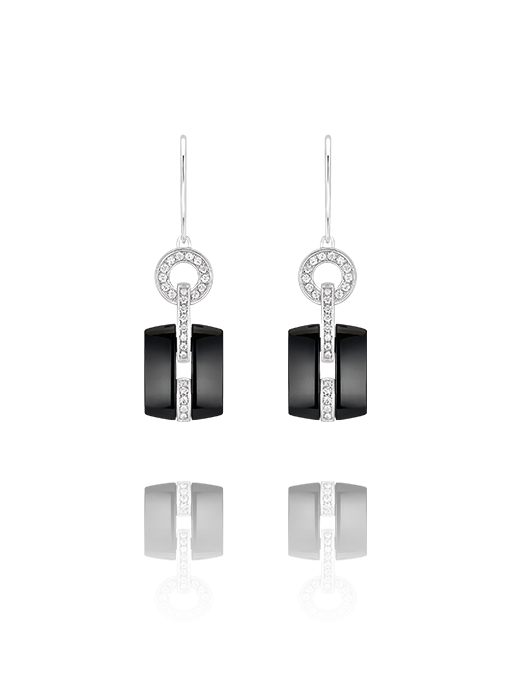 Ultra Earrings in 18K white gold, black ceramic and diamonds