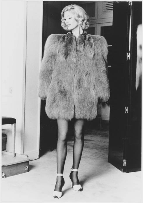 YSL 1971 - manteau de renard vert, haute couture 1971