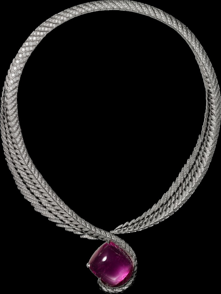 --cartier magicien high jewelry-magie du reel -Or gris, rubellites, laque noir, diamants