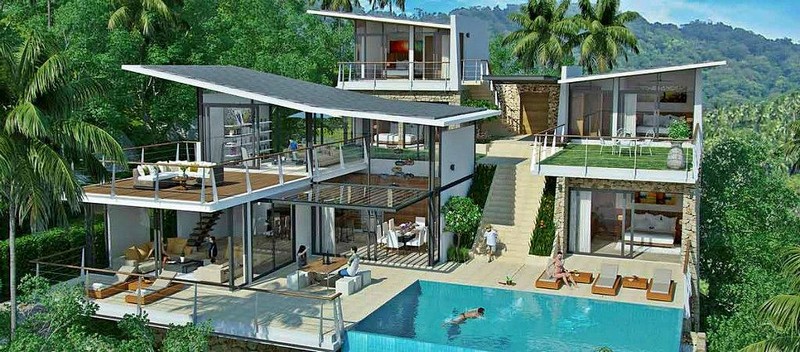koh samui thailand - luxury living koh samui -5 & 6-BEDROOM #LUXURY SEA VIEW #VILLAS IN BOPHUT HILLS