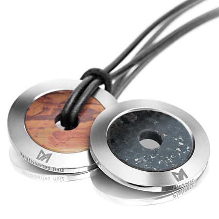 meister jewelry for men - Amulet made from titanium in combination with fossilised wood or platinum ore