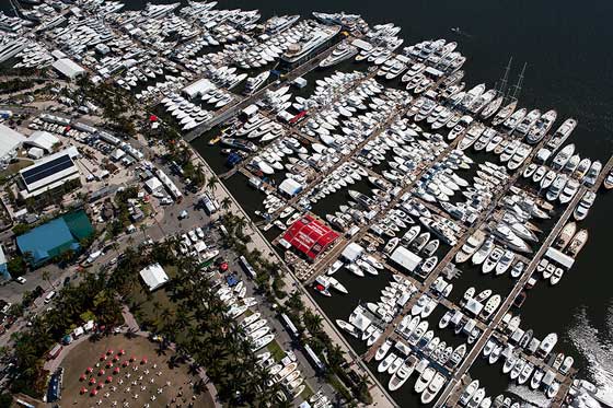 palm beach international boat show aerial view
