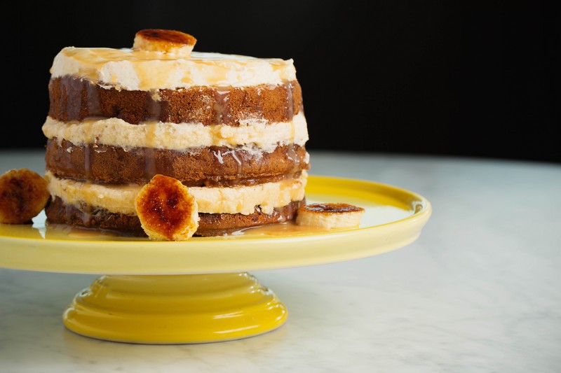 porsche restaurant 365 -Banana Cake, Carmel Frosting, Toasted Marshmellow, Whipped Cream