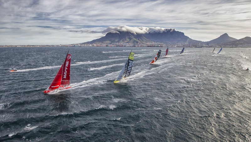 November 19, 2014. The fleet at the start of Leg 2 from Cape Town to Abu Dhabi.
